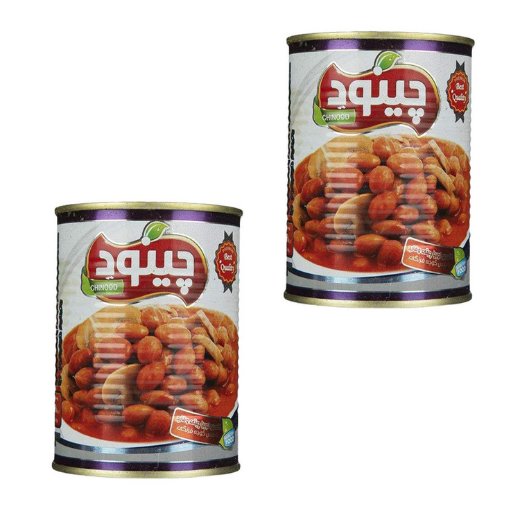 کنسرو لوبیا چیتی و قارچ چینود - 350 گرم بسته 2 عددی