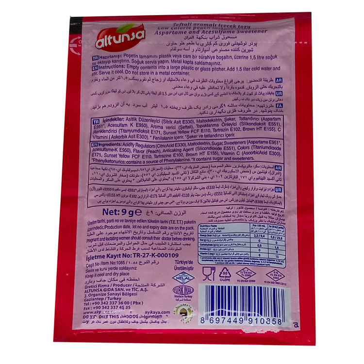 پودر نوشیدنی فوری کم کالری هلو آلتونسا - 9 گرم بسته 24 عددی